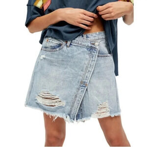 Free People Parker Wrap Denim Skirt